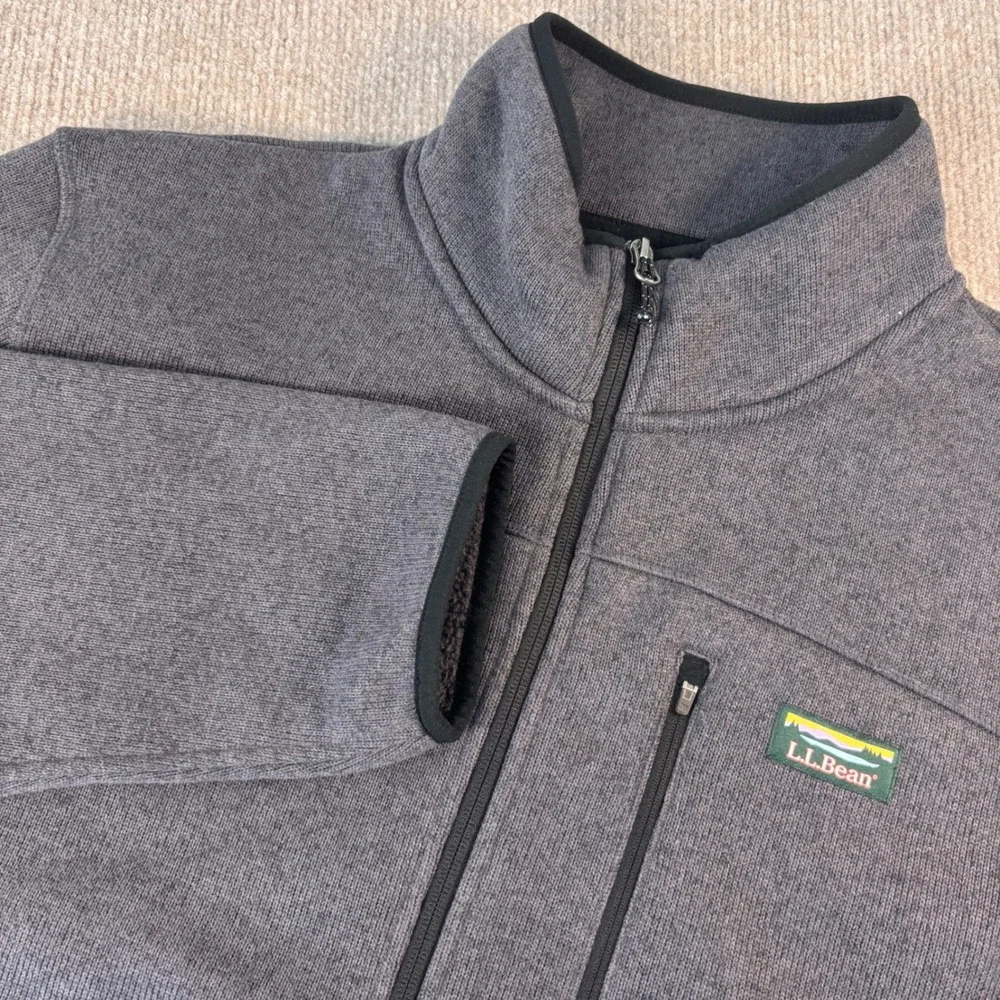 L.L. Bean Gray Slightly Fitted Sweater Full Zip Jacket Men's Size XXL EUC